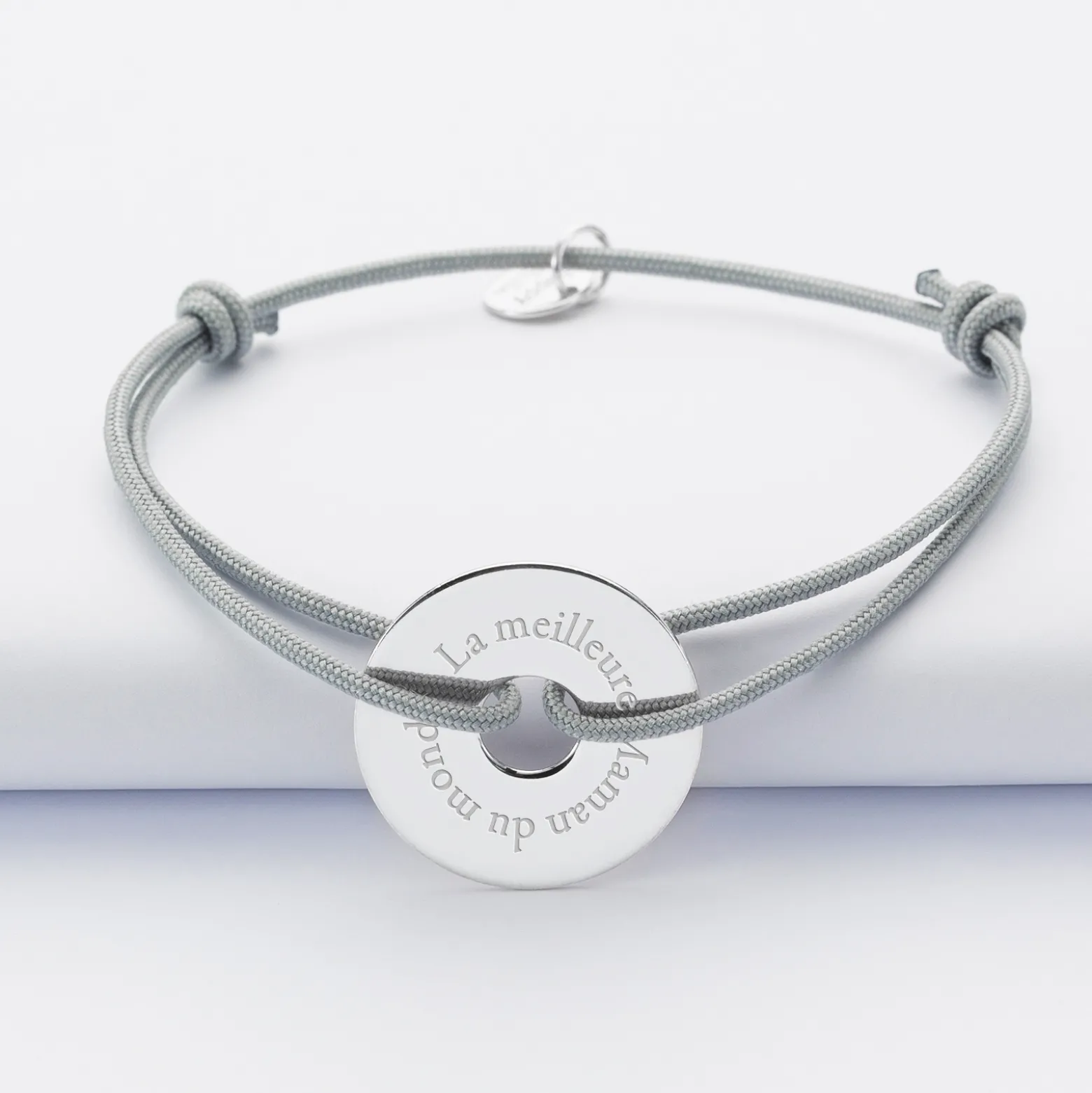 Bracelet personnalisé médaille gravée argent cible 20mm