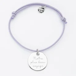 Bracelet personnalisé médaille gravée argent dormeuse 19mm