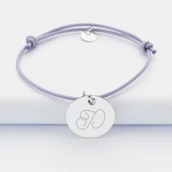 Bracelet personnalisé médaille gravée argent dormeuse 19mm