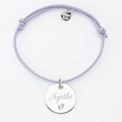 Bracelet personnalisé médaille gravée argent dormeuse 19mm