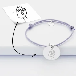 Bracelet personnalisé médaille gravée argent dormeuse 19mm