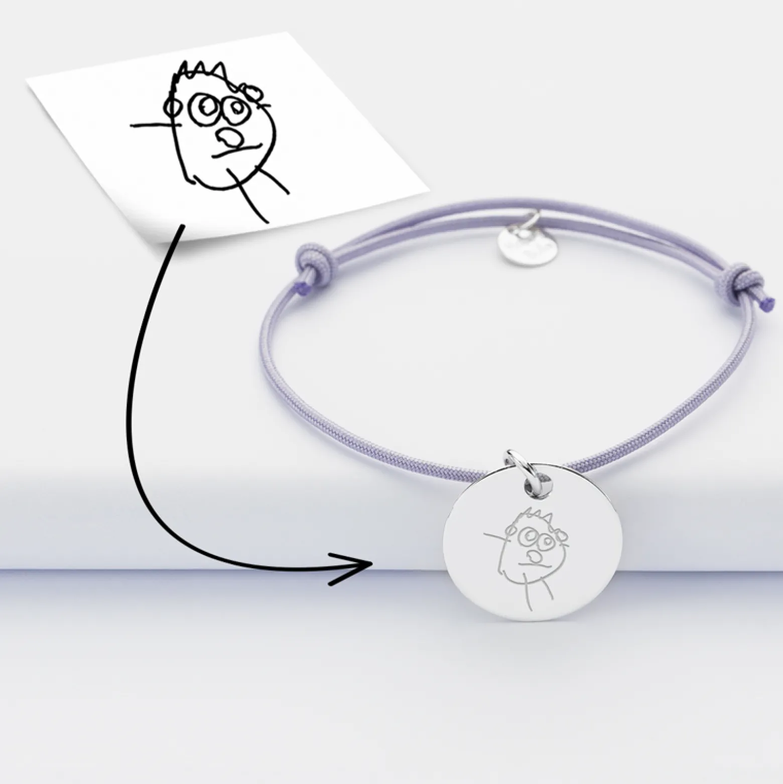 Bracelet personnalisé médaille gravée argent dormeuse 19mm