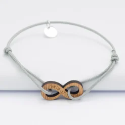 Bracelet personnalisé médaille gravée bois infini 24 mm