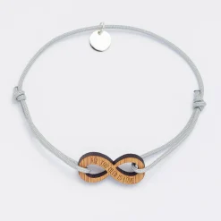 Bracelet personnalisé médaille gravée bois infini 24 mm