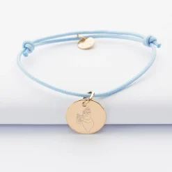 Bracelet personnalisé médaille gravée plaqué or dormeuse 15 mm - Happybulle x Barbapapa