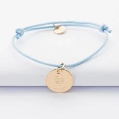 Bracelet personnalisé médaille gravée plaqué or dormeuse 15 mm - Happybulle x Barbapapa