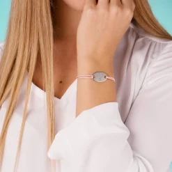 Bracelet personnalisé médaille gravée argent ovale 2 trous 25x16mm