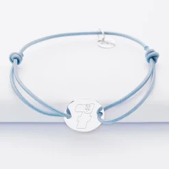 Bracelet personnalisé médaille gravée argent 2 trous 15mm - Happybulle x Barbapapa