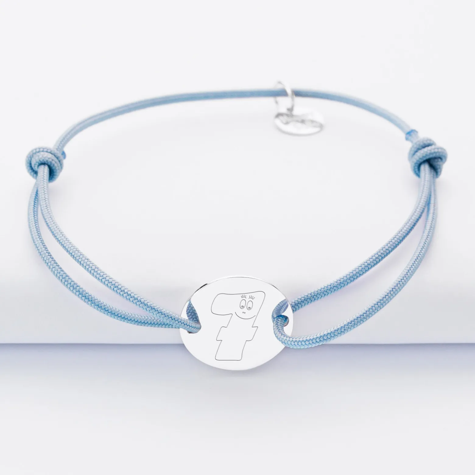 Bracelet personnalisé médaille gravée argent 2 trous 15mm - Happybulle x Barbapapa