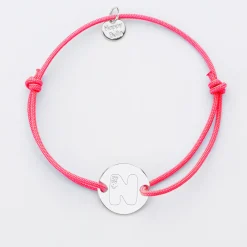 Bracelet personnalisé médaille gravée argent 2 trous 15mm - Happybulle x Barbapapa