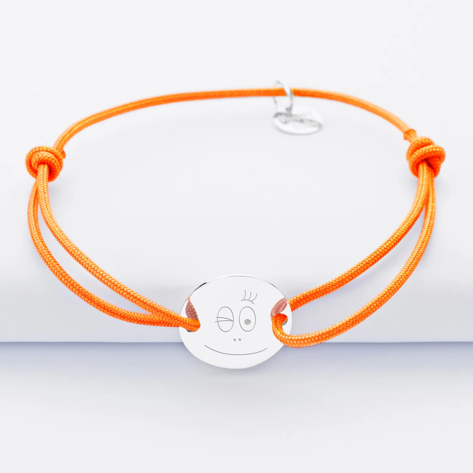 Bracelet personnalisé médaille gravée argent 2 trous 15mm - Happybulle x Barbapapa