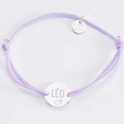 Bracelet personnalisé médaille gravée argent 2 trous 15mm