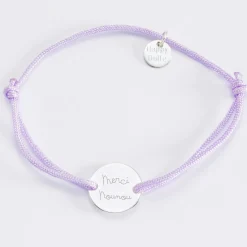 Bracelet personnalisé médaille gravée argent 2 trous 15mm