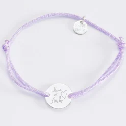 Bracelet personnalisé médaille gravée argent 2 trous 15mm