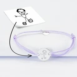 Bracelet personnalisé médaille gravée argent 2 trous 15mm