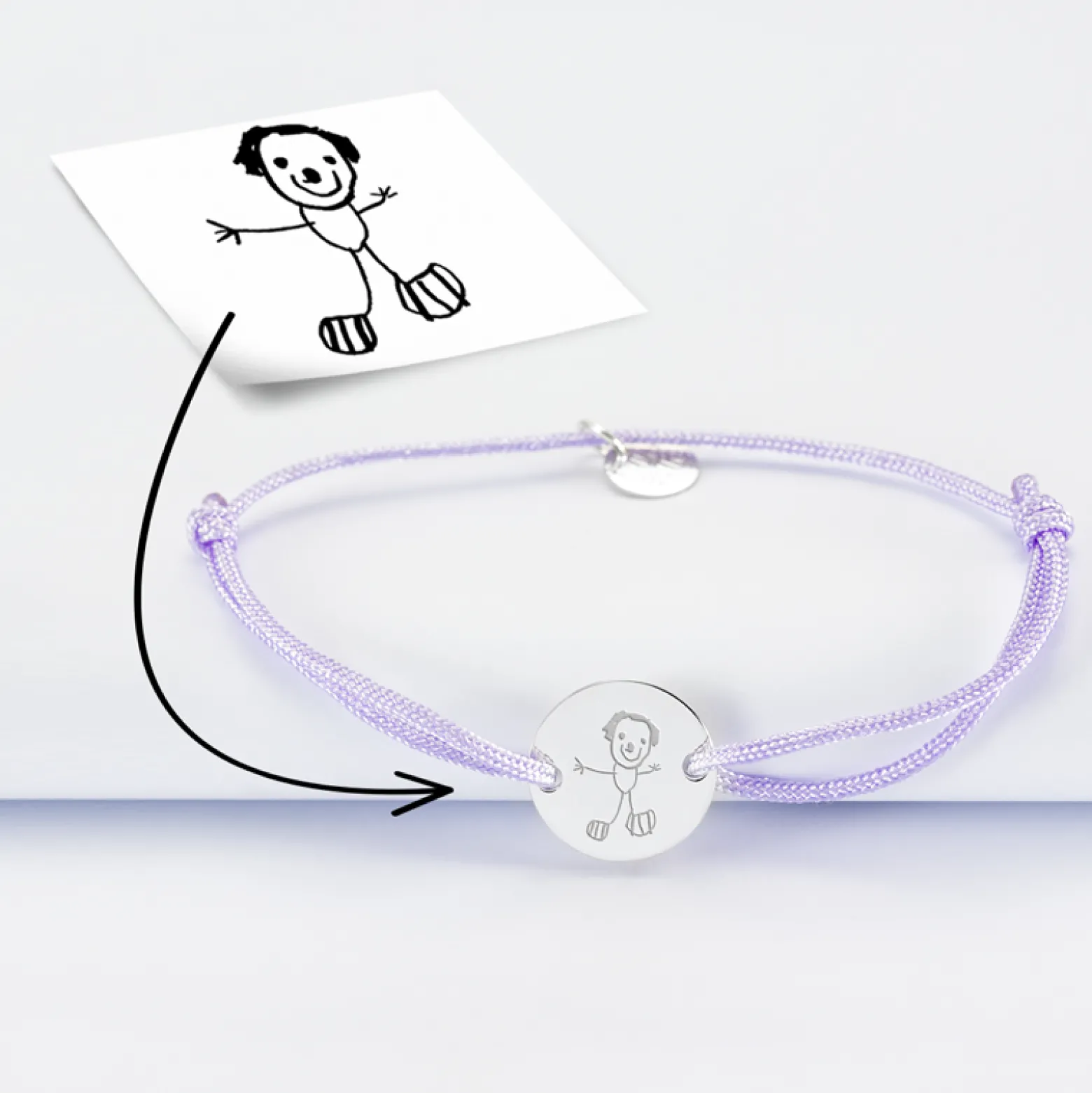 Bracelet personnalisé médaille gravée argent 2 trous 15mm
