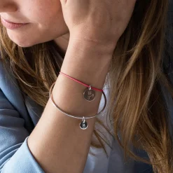 Bracelet personnalisé médaille gravée argent dormeuse 15 mm - Happybulle x Barbapapa