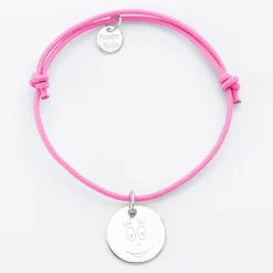 Bracelet personnalisé médaille gravée argent dormeuse 15 mm - Happybulle x Barbapapa