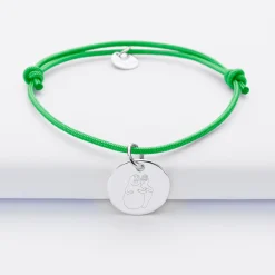 Bracelet personnalisé médaille gravée argent dormeuse 15 mm - Happybulle x Barbapapa