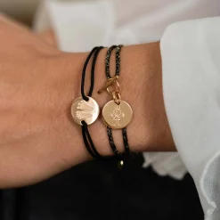 Bracelet personnalisé médaille gravée plaqué or 2 trous 15mm