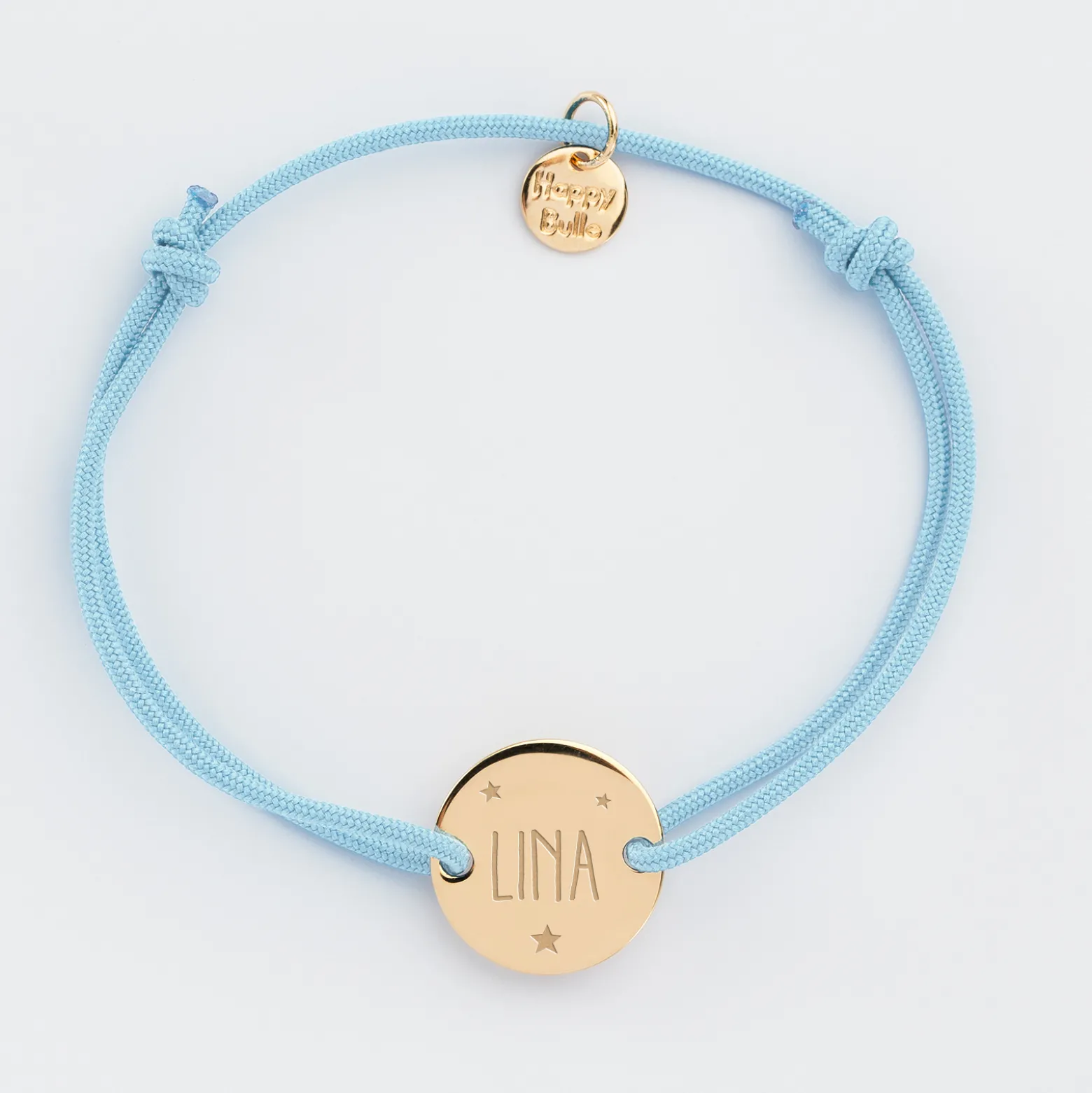 Bracelet personnalisé médaille gravée plaqué or 2 trous 15mm