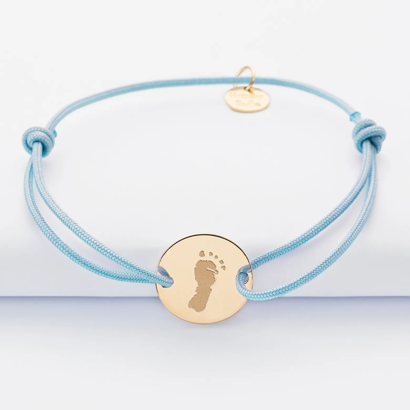 Bracelet personnalisé médaille gravée plaqué or 2 trous 15mm
