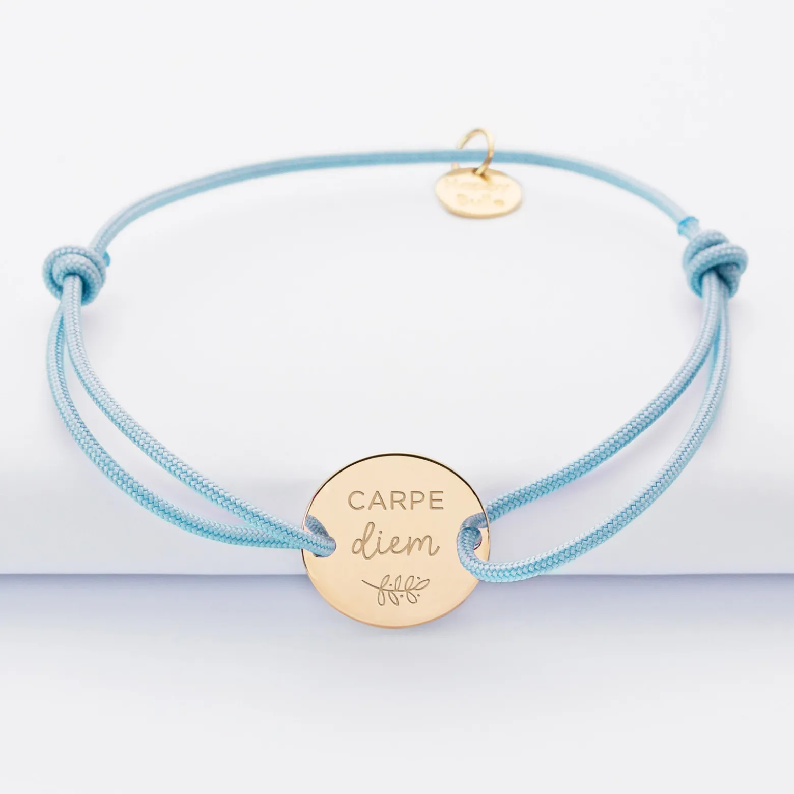 Bracelet personnalisé médaille gravée plaqué or 2 trous 15mm