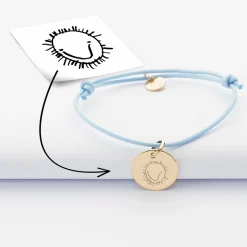 Bracelet personnalisé médaille gravée plaqué or dormeuse 15mm