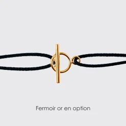 Bracelet personnalisé médaille gravée plaqué or dormeuse 15mm