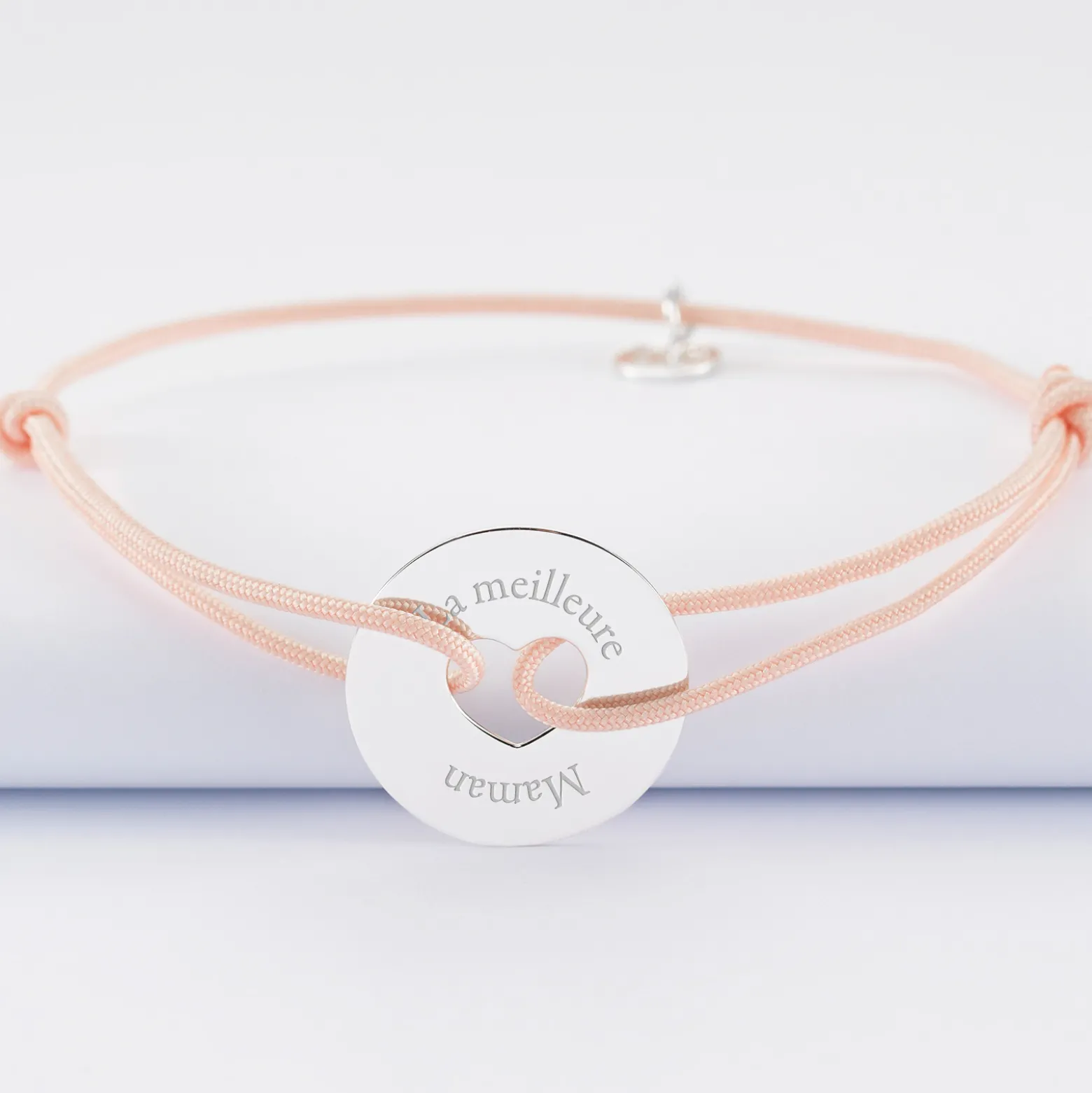 Bracelet personnalisé médaille gravée argent cible coeur 21 mm