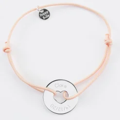 Bracelet personnalisé médaille gravée argent cible coeur 21 mm