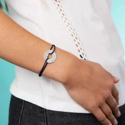 Bracelet personnalisé médaille gravée argent cible coeur 21 mm - Nos petits imparfaits