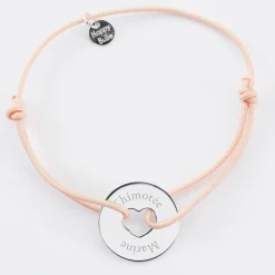 Bracelet personnalisé médaille gravée argent cible coeur 21 mm - Nos petits imparfaits
