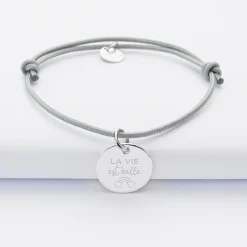 Bracelet personnalisé médaille gravée argent dormeuse 15mm - édition spéciale