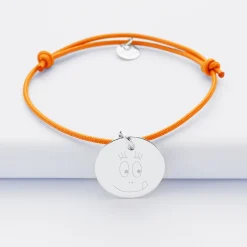 Bracelet personnalisé médaille gravée argent dormeuse 19mm - HappyBulle x Barbapapa