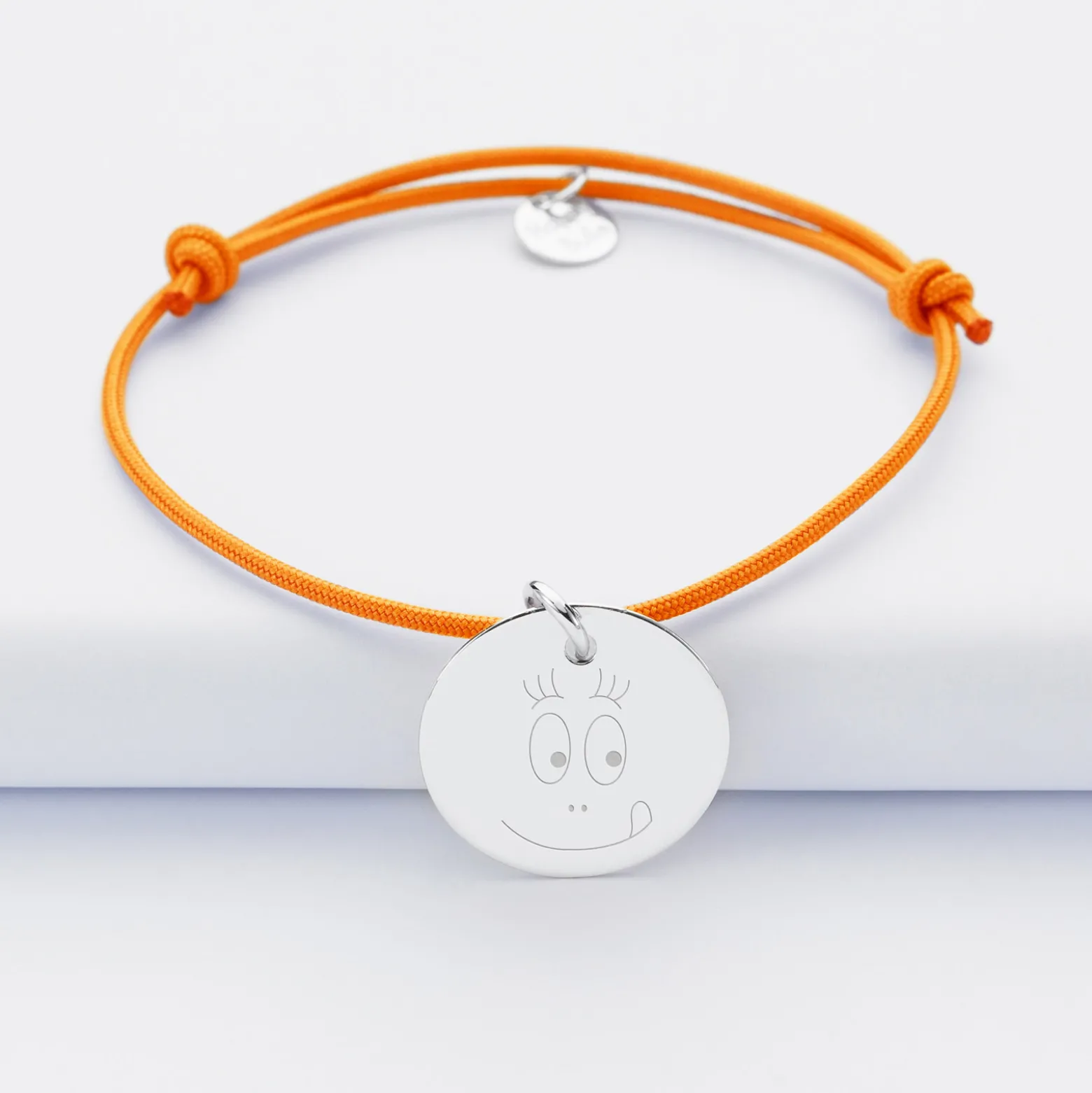 Bracelet personnalisé médaille gravée argent dormeuse 19mm - HappyBulle x Barbapapa