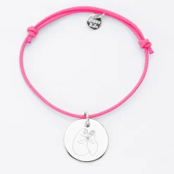 Bracelet personnalisé médaille gravée argent dormeuse 19mm - HappyBulle x Barbapapa