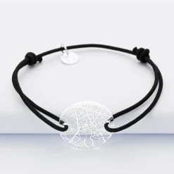 Bracelet personnalisé médaille gravée acrylique ronde 2 trous 21 mm "Géo map"