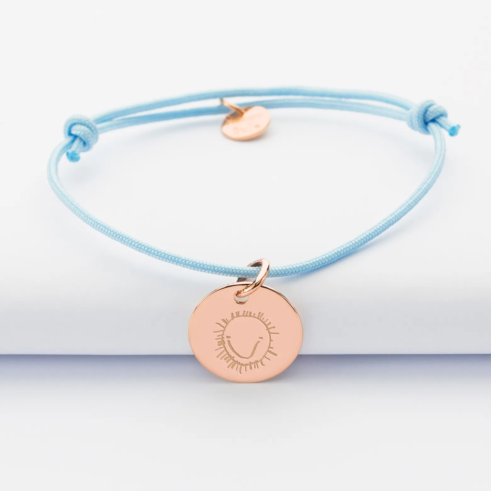 Bracelet personnalisé médaille gravée plaqué or rose 15 mm