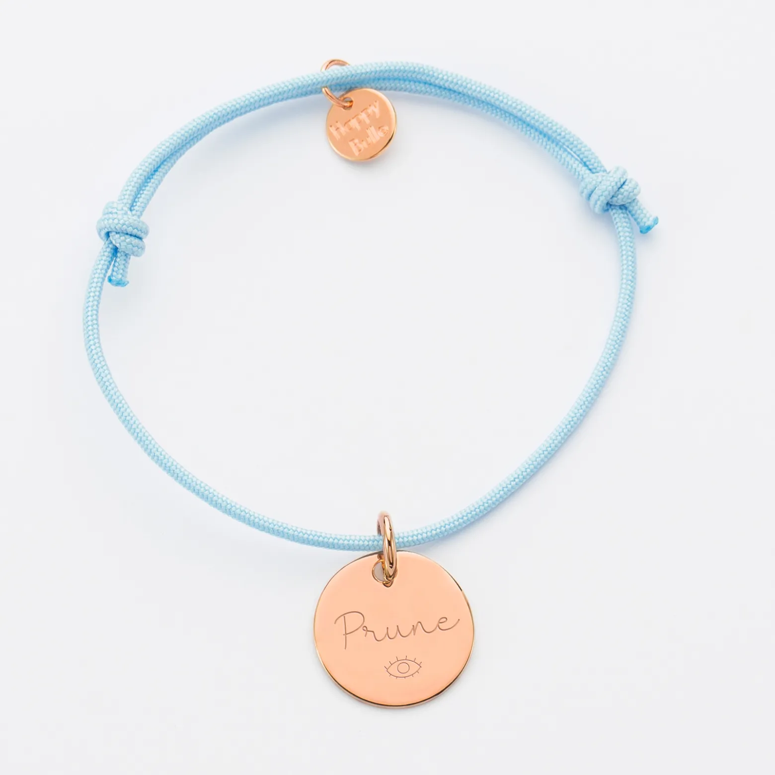 Bracelet personnalisé médaille gravée plaqué or rose 15 mm