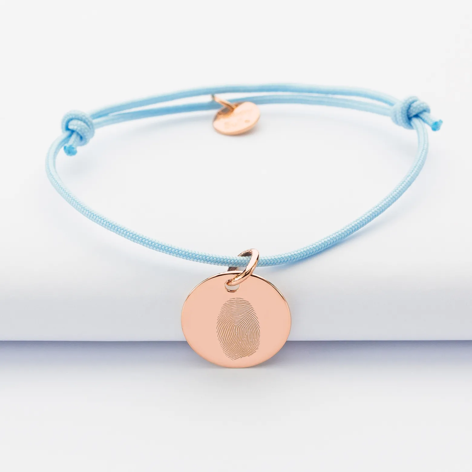 Bracelet personnalisé médaille gravée plaqué or rose 15 mm