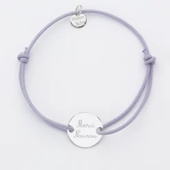 Bracelet personnalisé médaille gravée argent 2 trous 15mm - Nos petits imparfaits