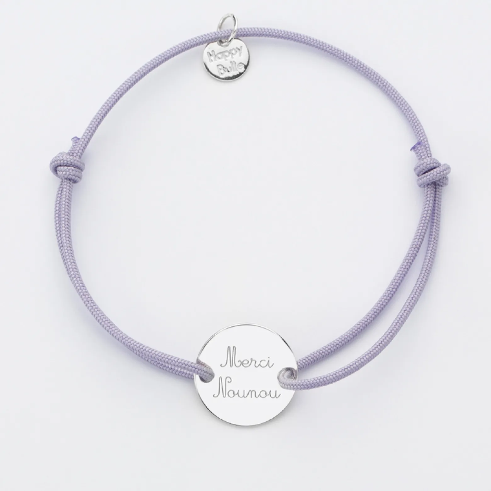 Bracelet personnalisé médaille gravée argent 2 trous 15mm - Nos petits imparfaits