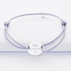 Bracelet personnalisé médaille gravée argent 2 trous 15mm - Nos petits imparfaits