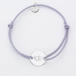 Bracelet personnalisé médaille gravée argent 2 trous 15mm - Nos petits imparfaits