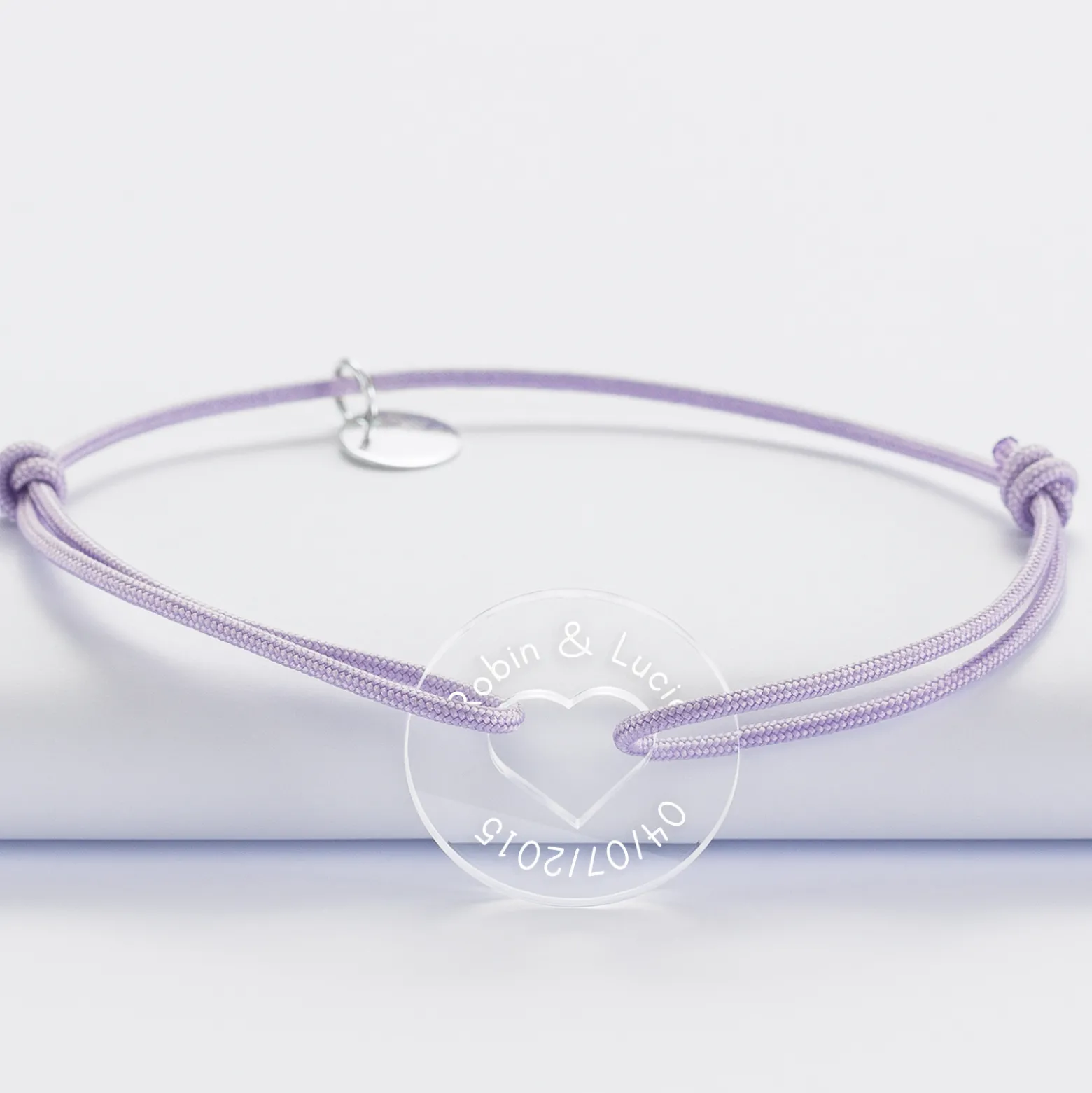 Bracelet personnalisé médaille gravée acrylique cible coeur 21 mm