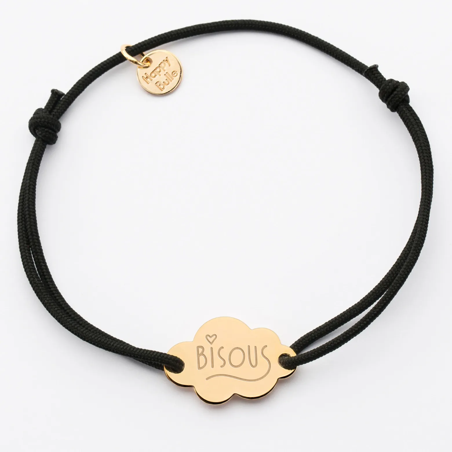 Bracelet personnalisé médaille gravée plaqué or nuage 2 trous 20x14 mm