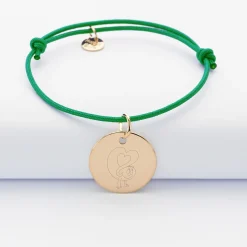 Bracelet personnalisé médaille gravée plaqué or dormeuse 19mm - HappyBulle x Barbapapa