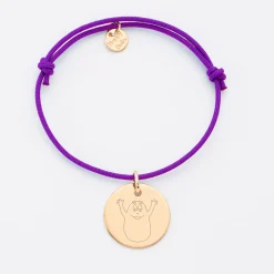 Bracelet personnalisé médaille gravée plaqué or dormeuse 19mm - HappyBulle x Barbapapa