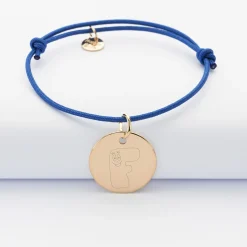 Bracelet personnalisé médaille gravée plaqué or dormeuse 19mm - HappyBulle x Barbapapa